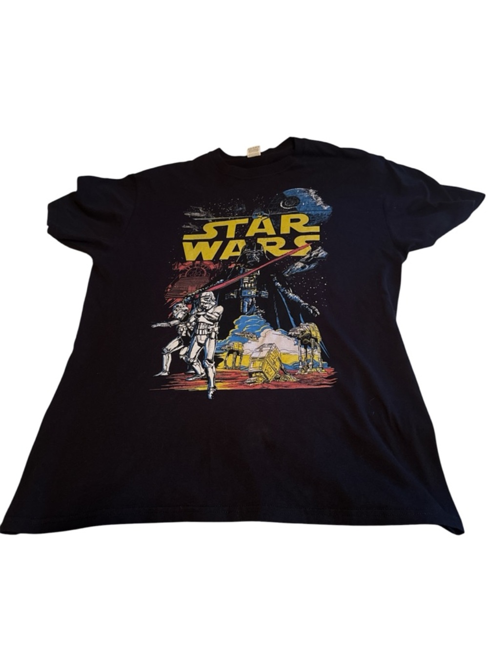 vintage Fruit of the Loom Black Star Wars Graphic Tee with Yellow Logo
